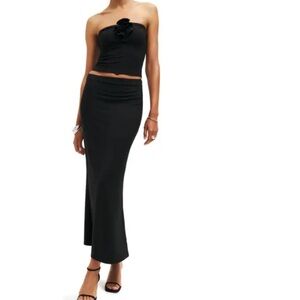 Reformation Black Maxi Pencil Skirt with Slit